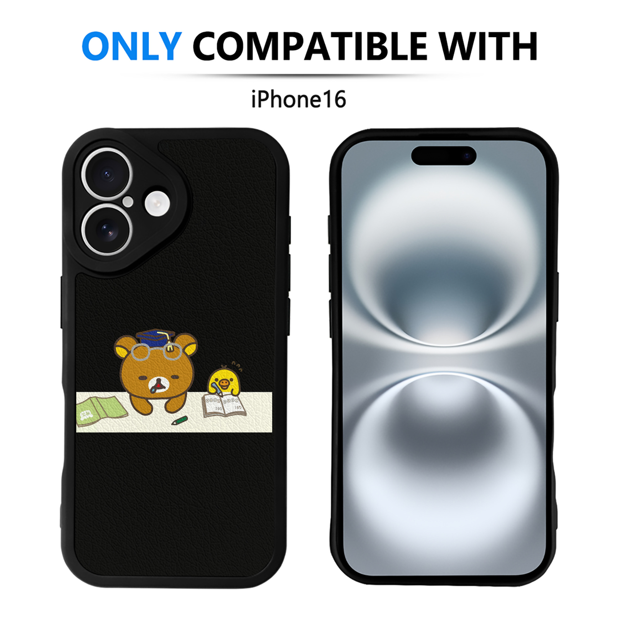 （画像用） リラックマ リラックマ キイロイトリ Rilakkuma Korilakkuma Kiiroitori 【iPhone 16シリーズ対応】シリコンスマホケース（レザー調） 材質：シリコン